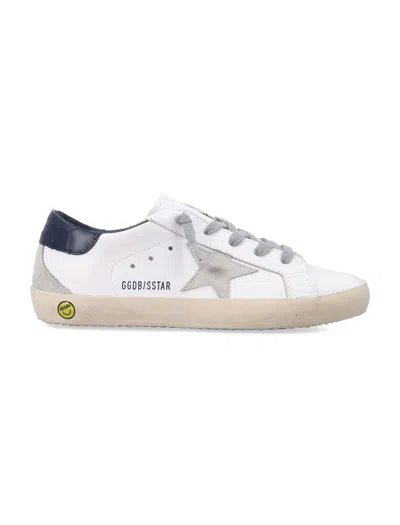 GOLDEN GOOSE GOLDEN GOOSE KIDS SUPER-STAR WHITE AND BLUE LEATHER SNEAKERS