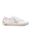 Golden Goose Kids Super-star White And Pink Leather Sneakers In White