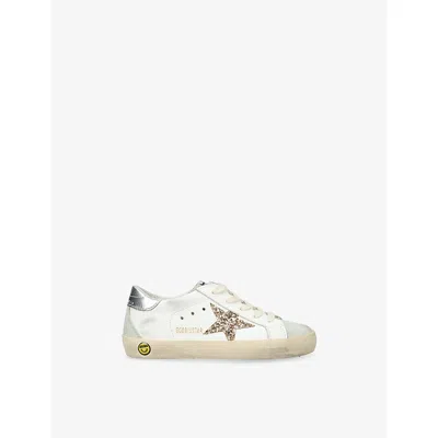 Golden Goose Kids' Super-star Glitter Leather Trainers White/oth Eur 27 / 9 Uk