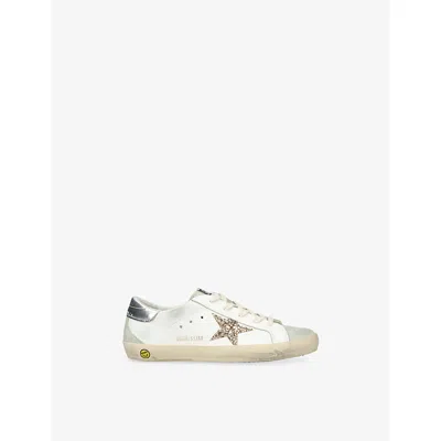 Golden Goose Kids' Super-star Glitter Leather Trainers White/oth Eur 32 / 13 Uk