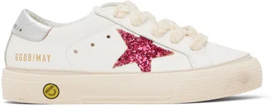 Golden Goose Kids White May Sneakers In 10426 White/fuchsia/