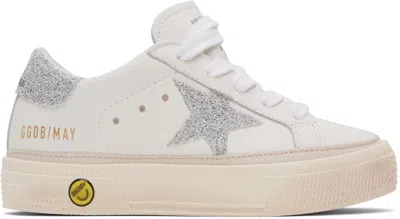 Golden Goose Kids White May Sneakers In Optic White/silver