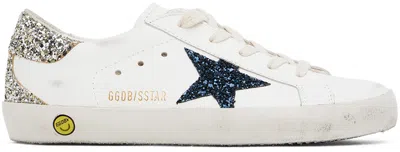 Golden Goose Kids White Super-star Classic Sneakers In White/platinum/blue