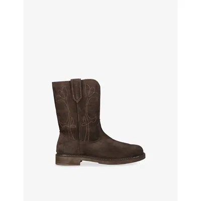 Golden Goose Kids' Wish Star Suede Boots Dark Brown Eur 33 / 1 Uk