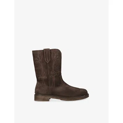 Golden Goose Kids' Wish Star Suede Boots Dark Brown Eur 38 / 5 Uk