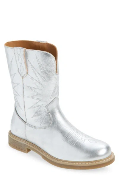 Golden Goose Kids' Wish Star Western Boot In Silver