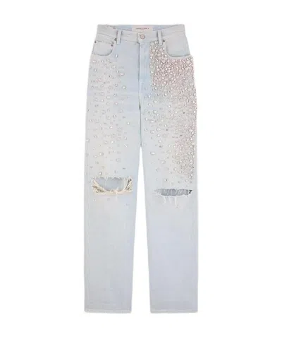Golden Goose Kim Cabochon-crystal Bleached Jeans In White