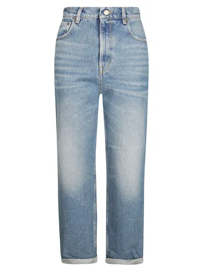Golden Goose High-waisted Stone-washed Denim Jeans With Rolled Cuffs In Blue