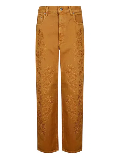 GOLDEN GOOSE KIM FLORAL-EMBROIDERED TROUSERS
