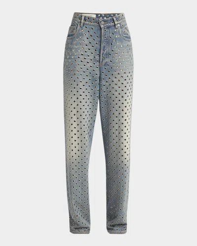 Golden Goose Kim Grommet Sandwash Denim Straight-leg Jeans In Blue
