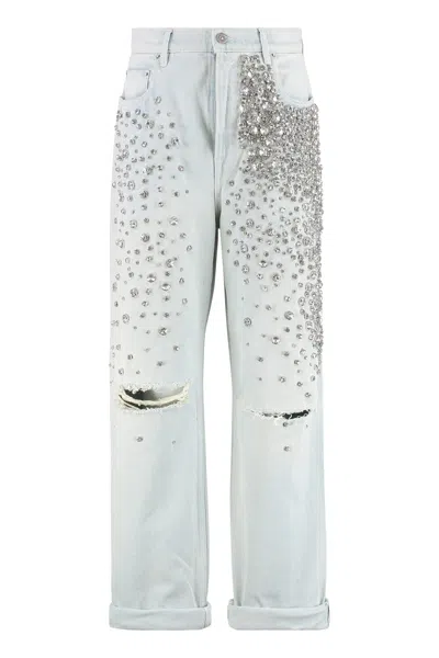 Golden Goose Kim Rhinestone Appliqué Jeans In Blue