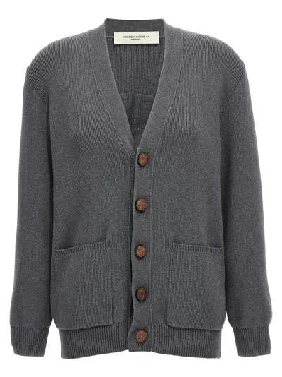 Golden Goose Darnelle Cardigan With Logo Patch In Grey