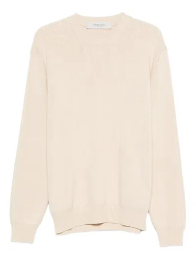 Golden Goose Knit Crewneck Sweater With Subtle Raised Lettering In Neutral