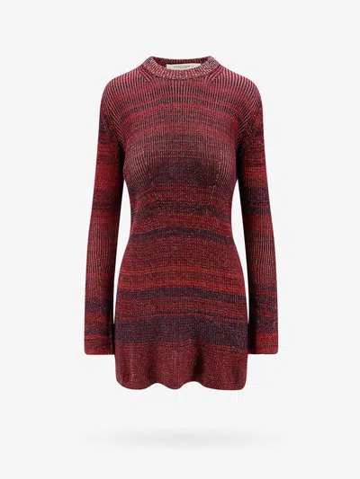 GOLDEN GOOSE KNITTED MULTICOLOR MINI DRESS WITH STARS DETAIL