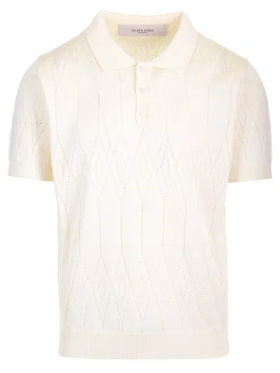 Golden Goose Knitted Polo Polo Shirt White
