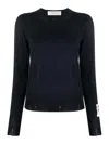 Golden Goose Crew Neck Wool Sweater With Lace Hem In Azul