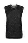 Golden Goose Knitted Vest With Sequins Embell In Black