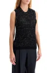 Golden Goose Knitted Vest With Sequins Embell In Black