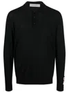 Golden Goose Knitted Virgin Wool Polo With Classic Collar And Long Sleeves In Black