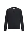 Golden Goose Wool Knit Polo Embroidered Detail In Black
