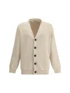 Golden Goose Sand Ribbed Texture Cardigan With Front Pockets In Neutral
