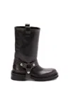 Golden Goose Kurt Boots In Black Leather With Buckle In Black  