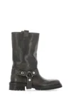 Golden Goose Kurt Boots In Black Leather With Buckle In Black