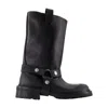 Golden Goose Distressed Black Leather Kurt Boots With Silver Accents In Black
