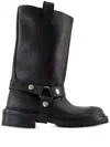 Golden Goose Distressed Black Leather Kurt Boots With Silver Accents In Black