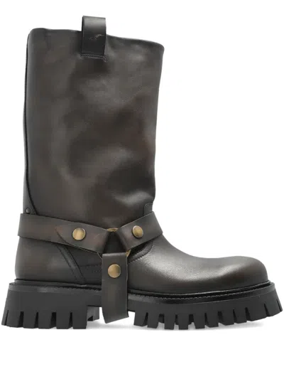 Golden Goose Kurt Chunky Buckle-strap Leather Boots In Brown