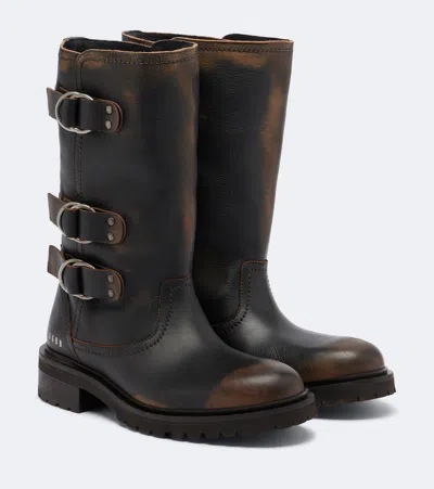 Golden Goose Kurt Leather Biker Boots In Brown