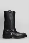 Golden Goose Kurt Boots In Black Leather With Buckle In Black