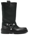 Golden Goose Distressed Black Leather Kurt Boots With Silver Accents In Black