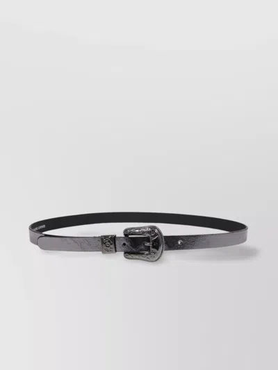 Golden Goose Lace Metallic Patent Leather Belt In Black