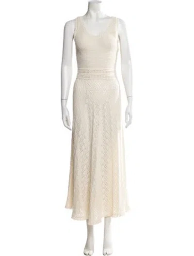 Pre-owned Golden Goose Lace Pattern Long Dress In Neutrals
