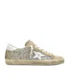 Golden Goose Super-star Classic With List Glitter Upper Suede Toe And Tongue Leather Star And Heel S In Nude