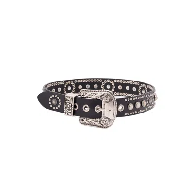 Golden Goose Lace Washed Leather Belt In Black