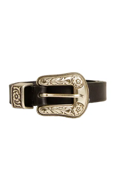 Golden Goose Lace Washed Leather Belt In Black