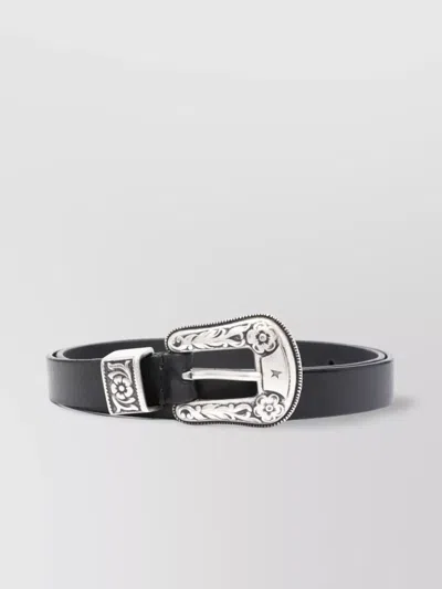 GOLDEN GOOSE LACE WASHED LEATHER BELT WITH FLORAL DETAILING