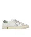 Golden Goose May Leather Sneakers With Metallic Star And Suede Heel Tab In White