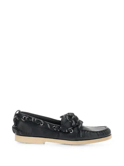 Golden Goose Lace-up Leather Loafers In Black