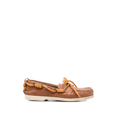 Golden Goose Lace-up Leather Loafers In Brown