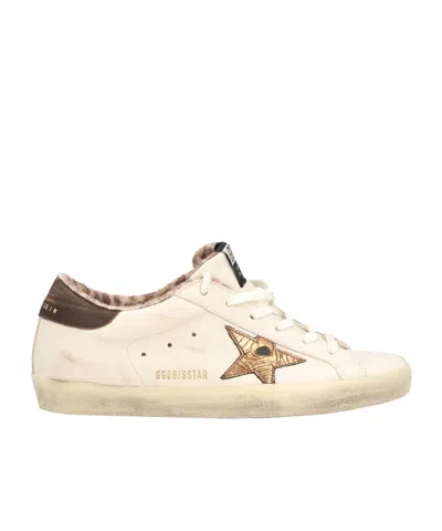 Golden Goose Super-star Distressed Sneakers In White