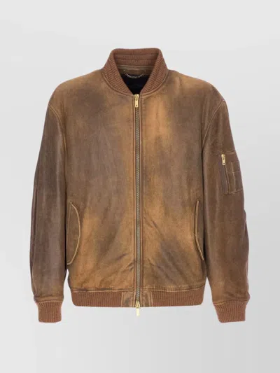 GOLDEN GOOSE LAMB LEATHER JACKET WITH LONG SLEEVES AND POCKETS