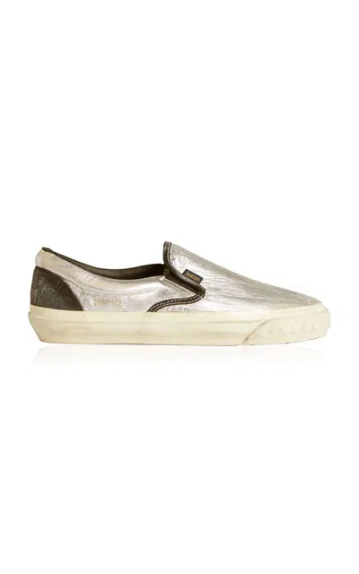 GOLDEN GOOSE LAMINATED LEATHER SLIP-ON SNEAKERS