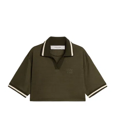 Golden Goose Lapel Short Sleeve Polo Shirt In Green