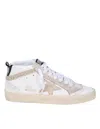Golden Goose Distressed Mid-star Sneakers With Round Toe In White
