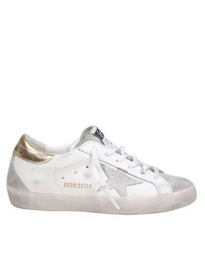 Golden Goose Super Star Trainers In Leather With Crystals In White