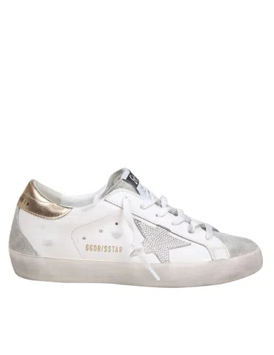 Golden Goose Leather And Suede Sneakers In White/crystal