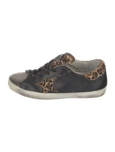 Pre-owned Golden Goose Leather Animal Print Sneakers In Black